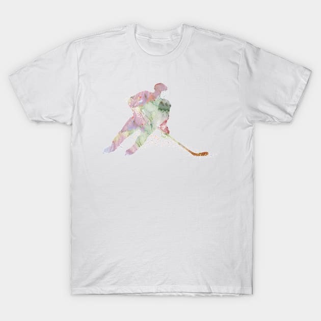 Girl Ice Hockey Player Watercolor Sport Gift T-Shirt by LotusGifts